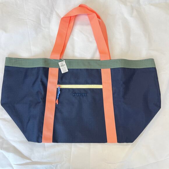 \Victoria's Secret Pink Weekender Tote Bag Blue Coral - Picture 4 of 6